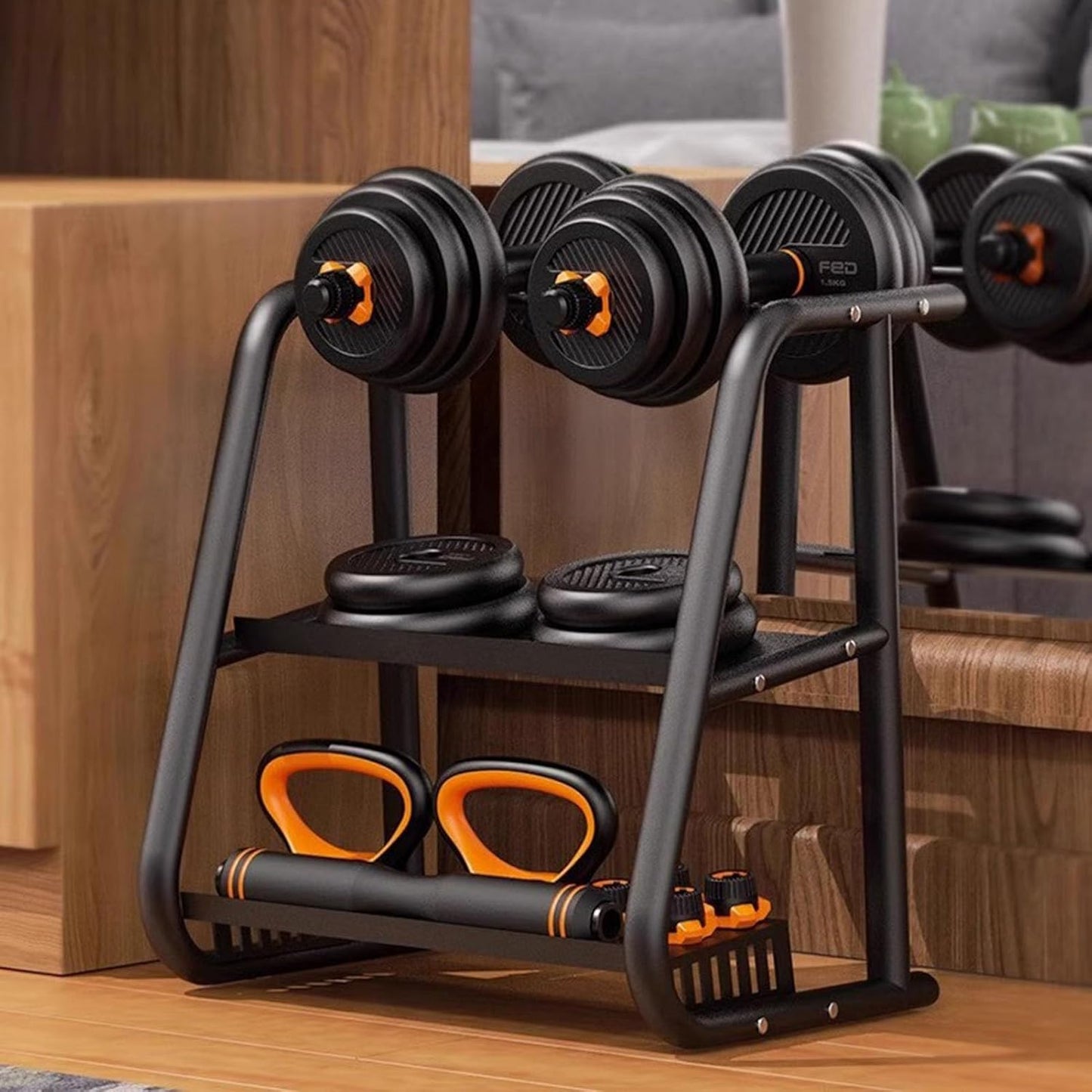 Premium Dumbbell & Kettlebell Rack Stand 🏋️♂️ | Durable Organizer for Home Gym Equipment 🏠💪 | Space-Saving Fitness Storage Solution 🔥