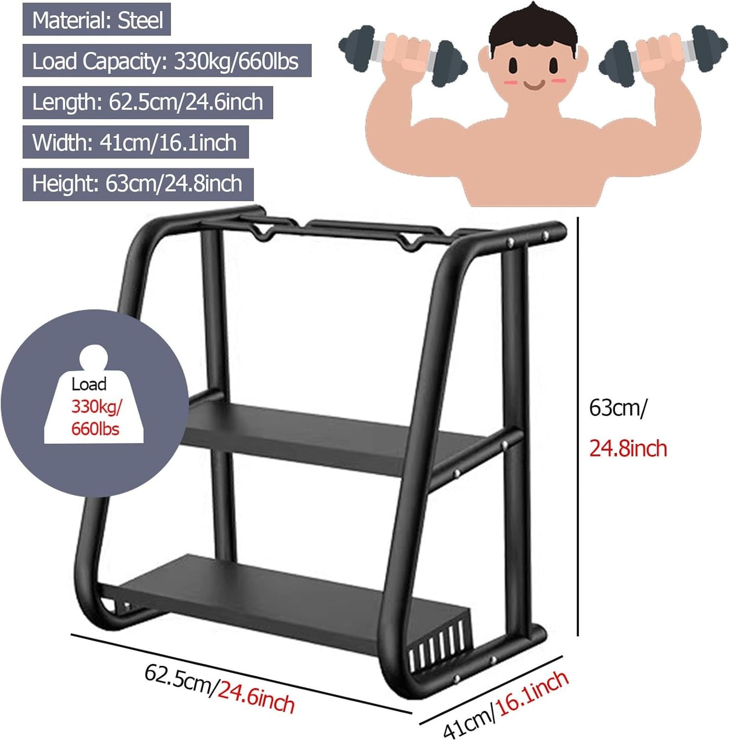 Premium Dumbbell & Kettlebell Rack Stand 🏋️‍♂️ | Durable Organizer for Home Gym Equipment 🏠💪 | Space-Saving Fitness Storage Solution 🔥