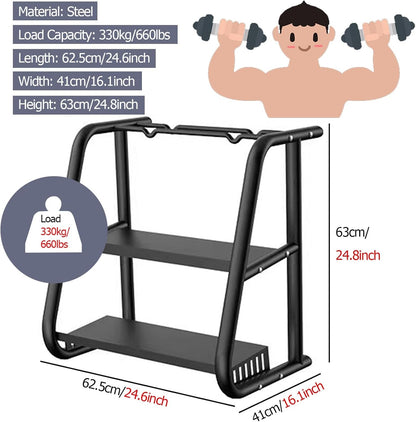 Premium Dumbbell & Kettlebell Rack Stand 🏋️‍♂️ | Durable Organizer for Home Gym Equipment 🏠💪 | Space-Saving Fitness Storage Solution 🔥