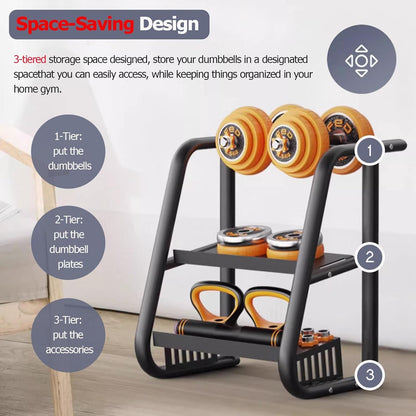 Premium Dumbbell & Kettlebell Rack Stand 🏋️‍♂️ | Durable Organizer for Home Gym Equipment 🏠💪 | Space-Saving Fitness Storage Solution 🔥