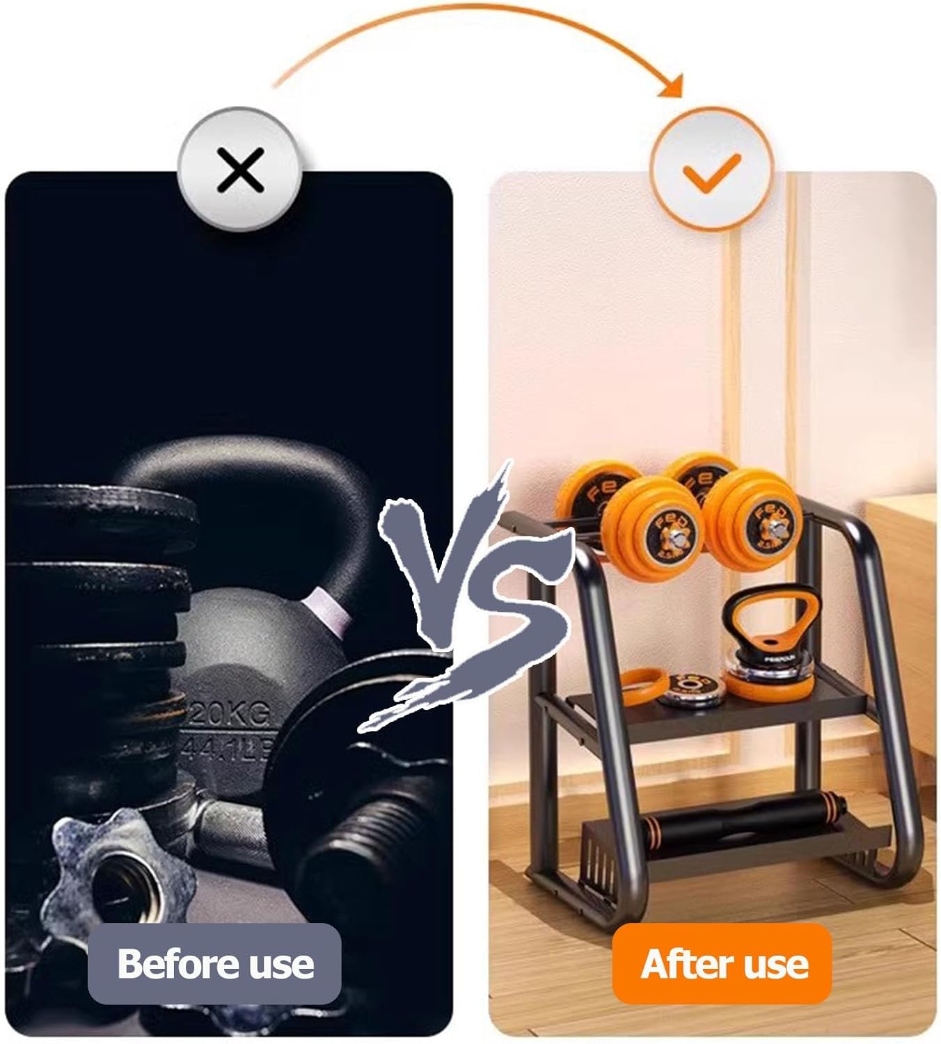 Premium Dumbbell & Kettlebell Rack Stand 🏋️‍♂️ | Durable Organizer for Home Gym Equipment 🏠💪 | Space-Saving Fitness Storage Solution 🔥