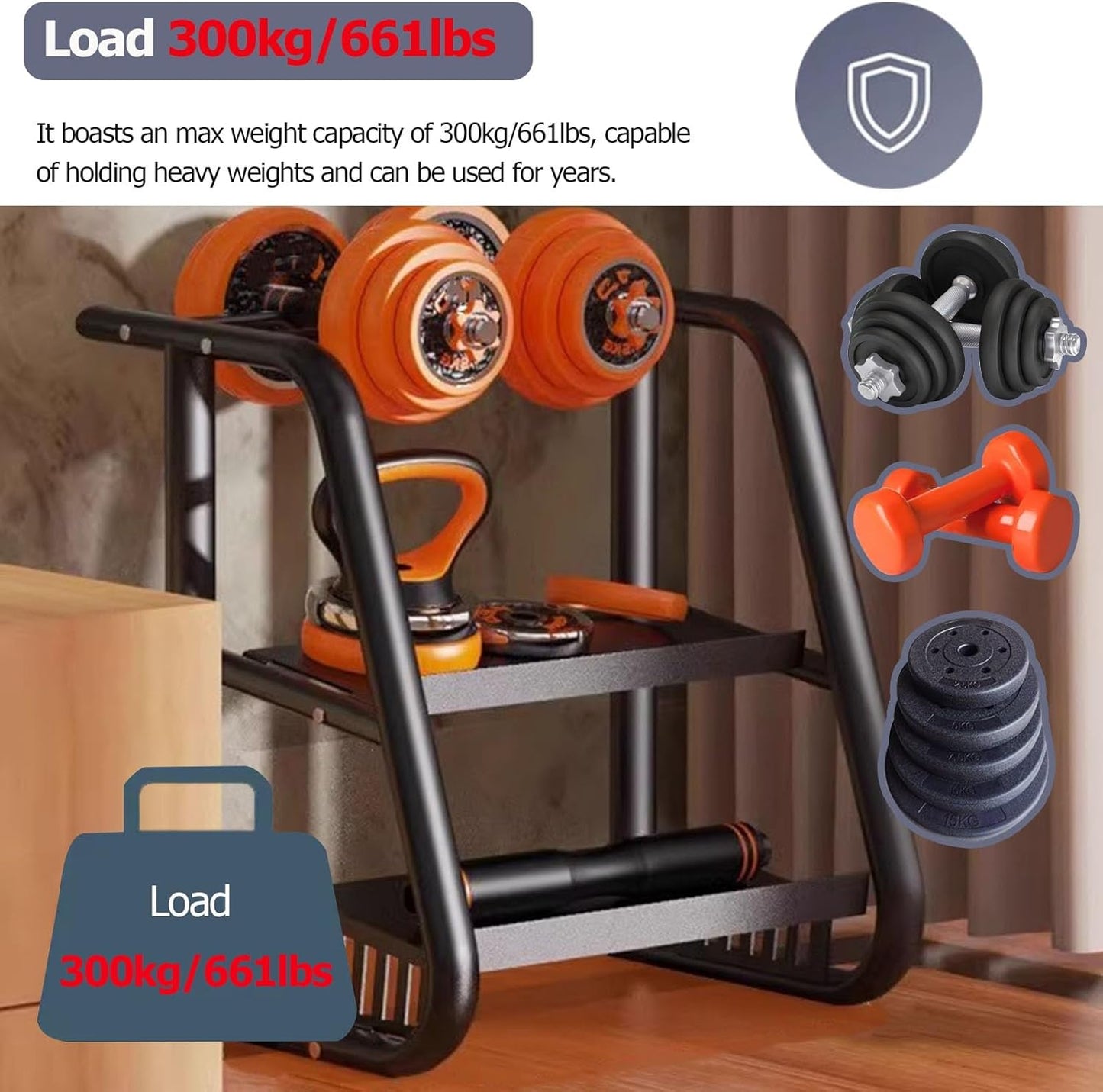 Premium Dumbbell & Kettlebell Rack Stand 🏋️‍♂️ | Durable Organizer for Home Gym Equipment 🏠💪 | Space-Saving Fitness Storage Solution 🔥