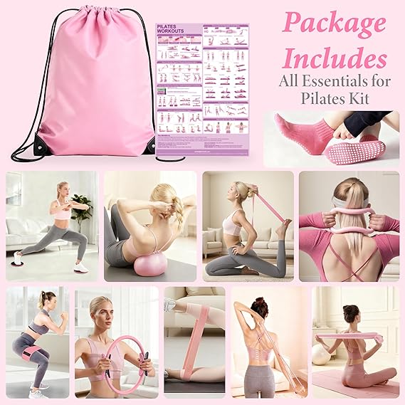 💪 Pilates Resistance Bands Set for Full-Body Workouts | Strengthen, Tone & Stretch Your Muscles ✨